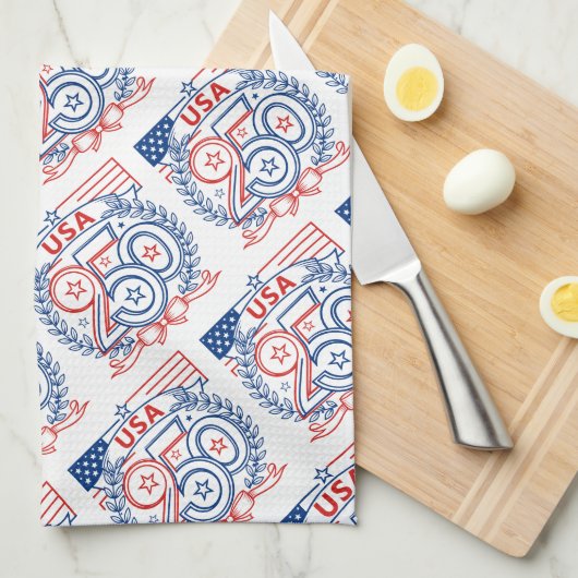 USA 250 Patriotic Anniversary Emblem Design Theedoek (Quarter Fold)