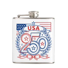 USA 250 Patriottisch Jubileum Embleem Ontwerp Heupfles