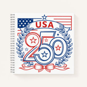 USA 250 Patriottisch Jubileum Embleem Ontwerp Notitieboek