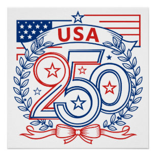 USA 250 Patriottisch Jubileum Embleem Ontwerp Perfect Poster
