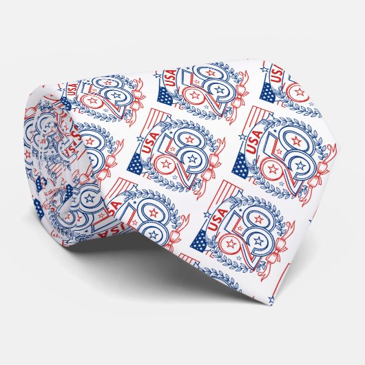 USA 250 Patriottisch Jubileum Embleem Ontwerp Stropdas (Opgerold)