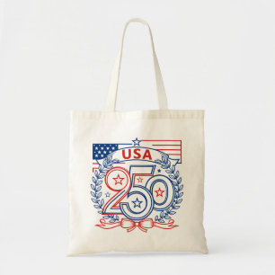 USA 250 Patriottisch Jubileum Embleem Ontwerp Tote Bag
