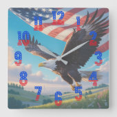 USA 250 Patriottische Bald Eagle Amerikaanse vlag Vierkante Klok (Voorkant)
