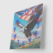USA 250 Patriottische Bald Eagle Amerikaanse vlag Vierkante Klok (Hoek)