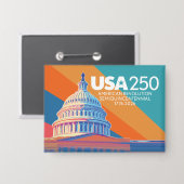 USA 250 Verjaardag Hoofdstad - Amerika Viering Button (Voorkant / Achterkant)