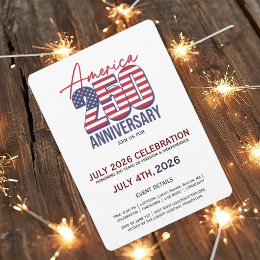 USA 250 viering. Uitnodiging voor jubileumfeest