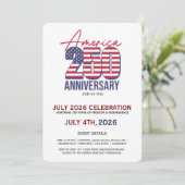 USA 250 viering. Uitnodiging voor jubileumfeest (Staand voorkant)