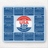 USA 250 with 2026 Calendar - Red White Blue Muismat (Voorkant)