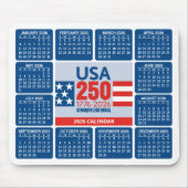 USA 250 with 2026 Calendar - Red White Blue Muismat (Voorkant)