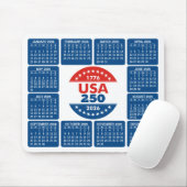 USA 250 with 2026 Calendar - Red White Blue Muismat (Met muis)