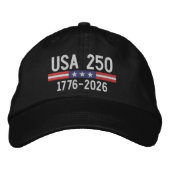 USA 250 with American Flag Bar - red white blue Geborduurde Pet (Voorkant)