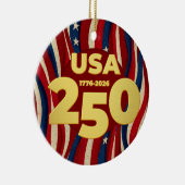 USA 250 Years American Flag July 4th 2026 Keramisch Ornament (Rechts)