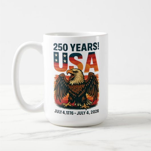 USA 250 Years – Patriotic Bald Eagle July 4th 2026 Koffiemok (Links)