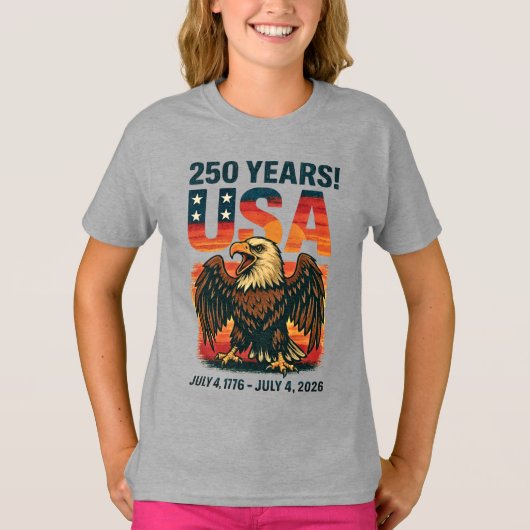 USA 250 Years – Patriotic Bald Eagle July 4th 2026 T-shirt (Voorkant)