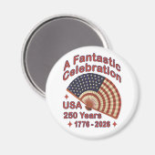 USA 250 Years Patriotic Fan Design – 1776-2026 Magneet (Voorkant / Achterkant)