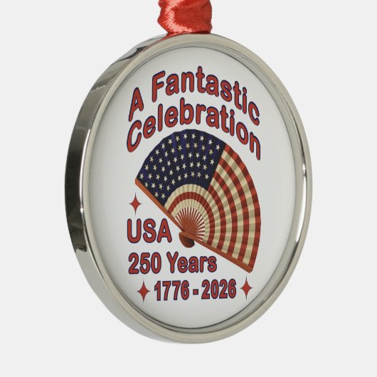 USA 250 Years Patriotic Fan Design – 1776-2026  Metalen Ornament (Rechts)