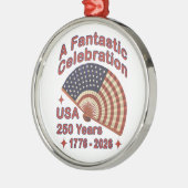 USA 250 Years Patriotic Fan Design – 1776-2026  Metalen Ornament (Links)