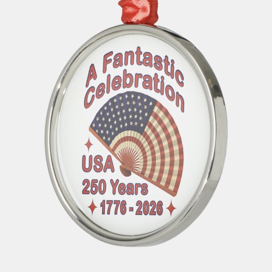 USA 250 Years Patriotic Fan Design – 1776-2026  Metalen Ornament (Links)