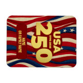 USA 250 Years Patriotic Red White Blue with Gold Magneet (Horizontaal)