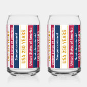 USA 250 Years Semiquincentennial Patriotic Stripes Blikvorm Glas (Voorkant)