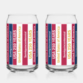 USA 250 Years Semiquincentennial Patriotic Stripes Blikvorm Glas (Links)