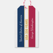 USA 250 Years Semiquincentennial Patriotic Stripes Cadeaulabel (Achterkant)