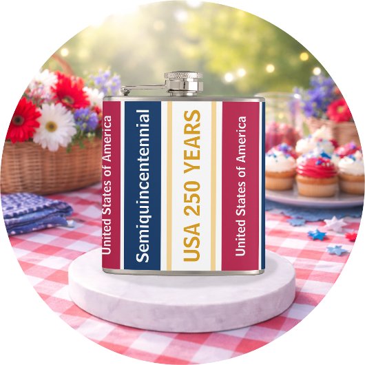 USA 250 Years Semiquincentennial Patriotic Stripes Heupfles
