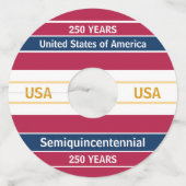 USA 250 Years Semiquincentennial Patriotic Stripes Wijnglaslabel (Achterkant)