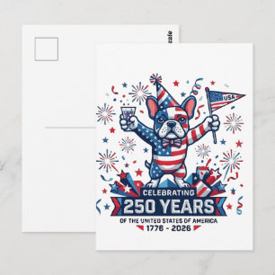 USA 250e verjaardag Frenchie-viering Briefkaart