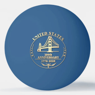 USA 250e verjaardag Golden Gate goud ontwerp Pingpongbal
