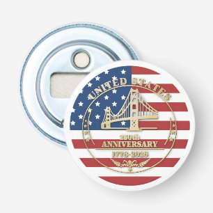 USA 250e verjaardag Golden Gate Patriottische Vlag Button Flesopener