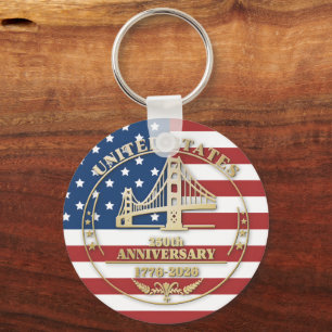 USA 250e verjaardag Golden Gate Patriottische Vlag Sleutelhanger