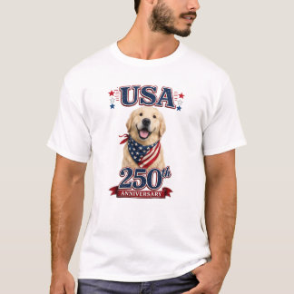 USA 250e verjaardag Golden Retriever T-shirt
