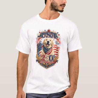 USA 250e verjaardag Golden Retriever T-shirt #3