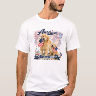 USA 250e verjaardag Golden Retriever T-shirt #5