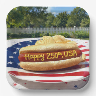 USA 250e verjaardag Hot Dog Papieren Bordje