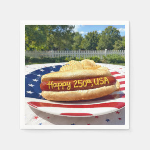 USA 250e verjaardag Hot Dog Servet