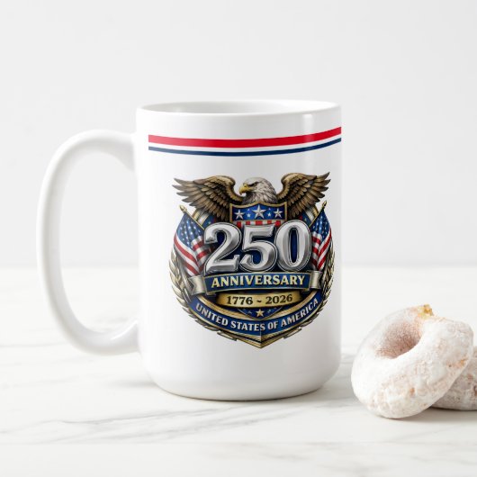 USA 250e verjaardag koffiemok (Met donut)