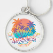 USA 250e verjaardag Palm Bomen Sleutelhanger (Voorkant)