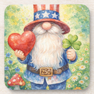 USA 250e verjaardag Patriotische Gnome Hart Shamro Bier Onderzetter