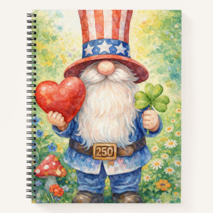 USA 250e verjaardag Patriotische Gnome Hart Shamro Notitieboek