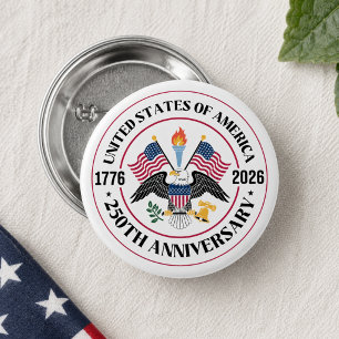 USA 250e verjaardag Patriottische Adelaar Embleem Ronde Button 3,2 Cm