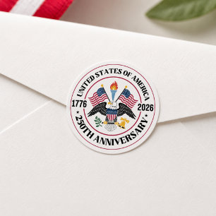 USA 250e verjaardag Patriottische Adelaar Embleem Ronde Sticker