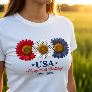 USA 250e verjaardag zonnebloem T-shirt