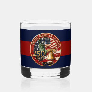 USA 250e verjaardagembleem Whisky Glas