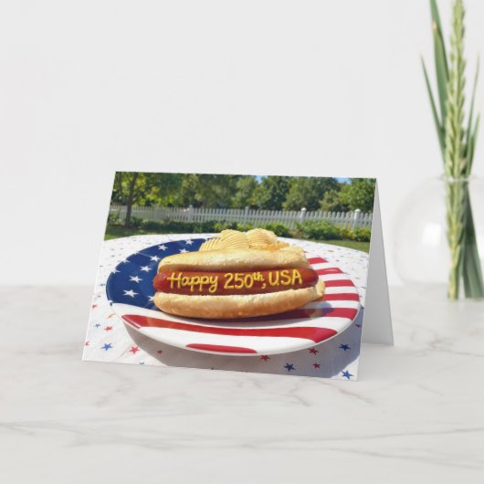 USA 250e verpartijdag Hot Dog Kaart (Voorkant)
