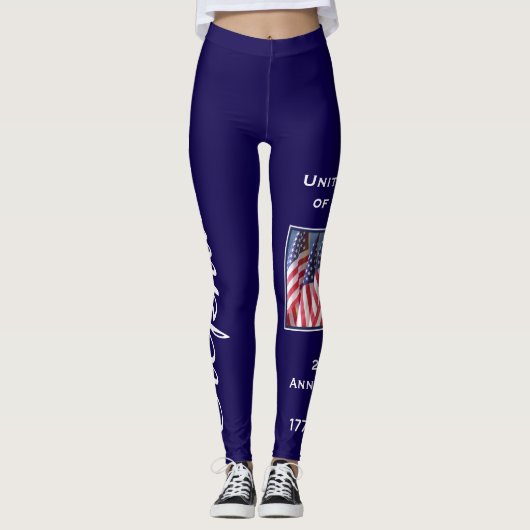 USA 250ste Jubileum gepersonaliseerde naam yoga Leggings (Voorkant)