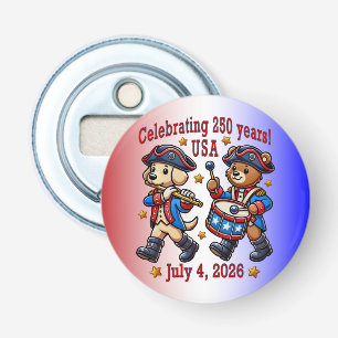 USA 250ste Jubileum Souvenir - Patriottisch Button Flesopener