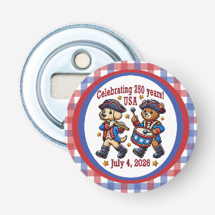 USA 250ste Jubileum Souvenir - Patriottisch Button Flesopener