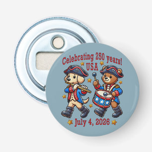 USA 250ste Jubileum Souvenir - Patriottisch Button Flesopener